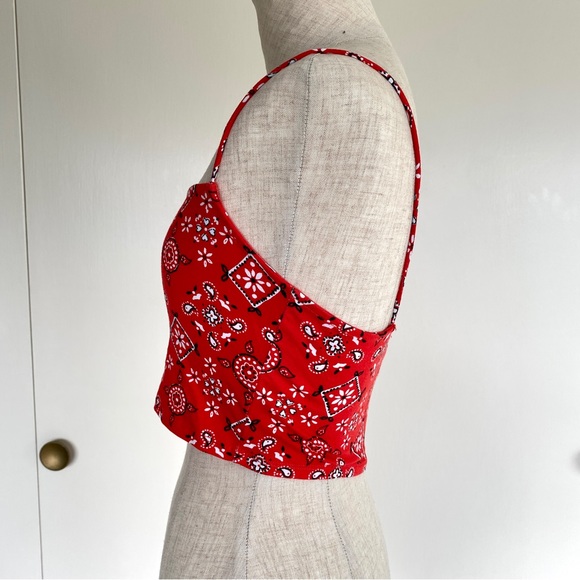NWT Red Bandana Print Spaghetti Strap Tank Top - Picture 3 of 5